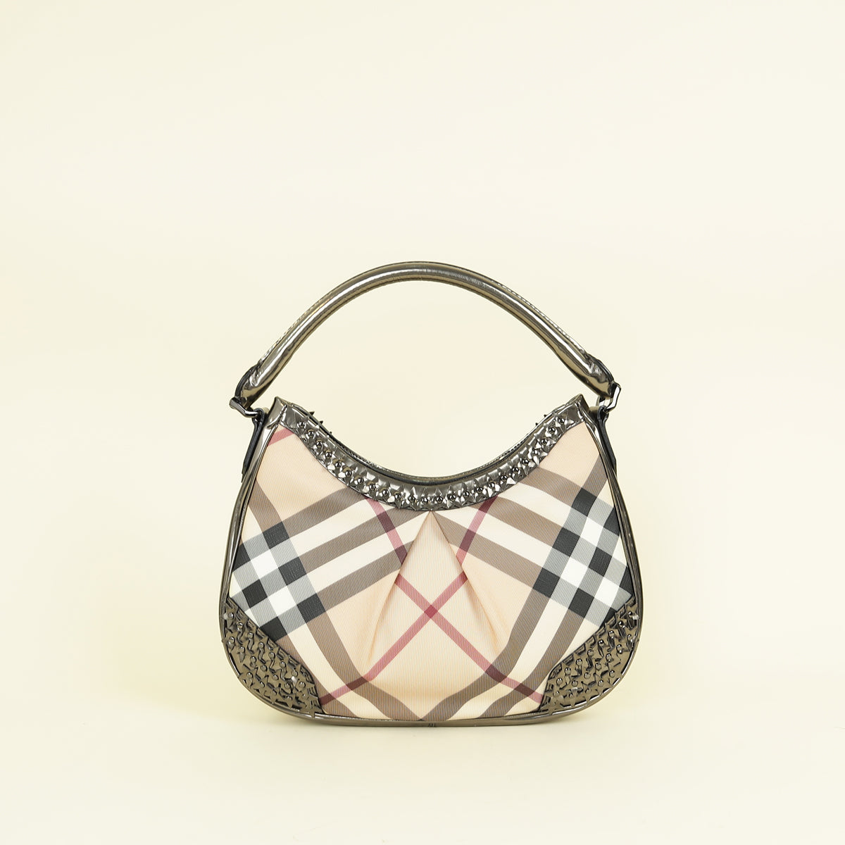 Burberry Bicolor Super Nova Check Hernville Star Studded Hobo Bag