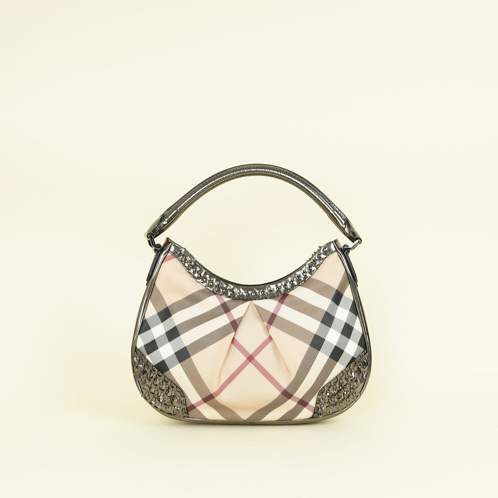 Burberry Bicolor Super Nova Check Hernville Star Studded Hobo Bag