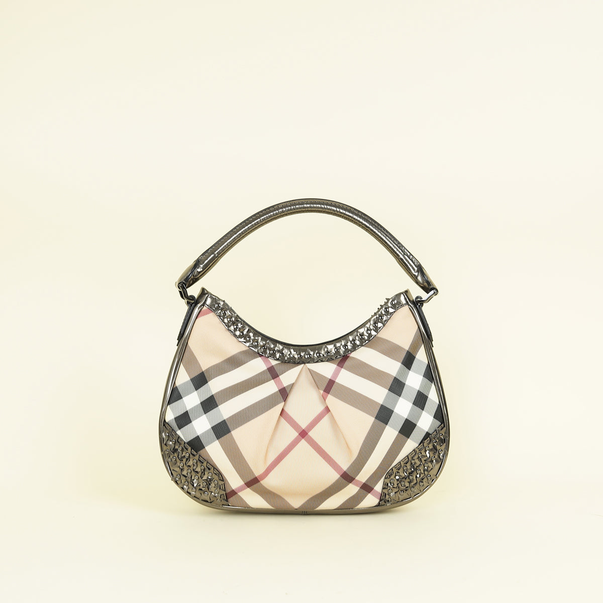 Burberry Bicolor Super Nova Check Hernville Star Studded Hobo Bag