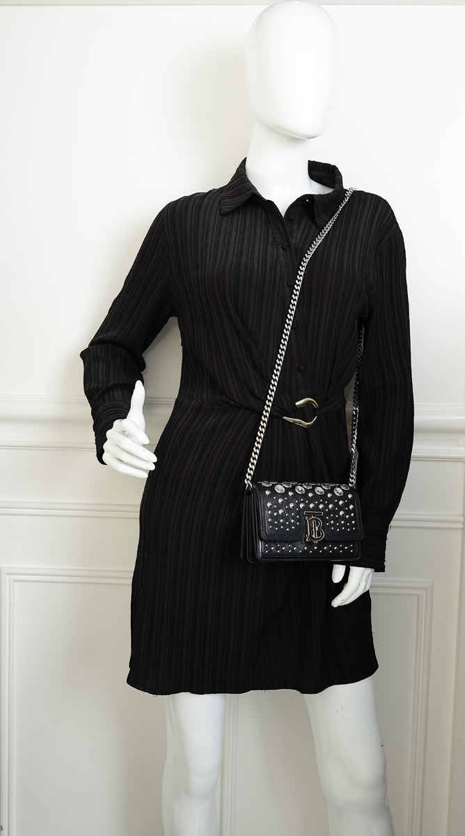 Burberry Black TB Logo Studded Mini Chain Bag