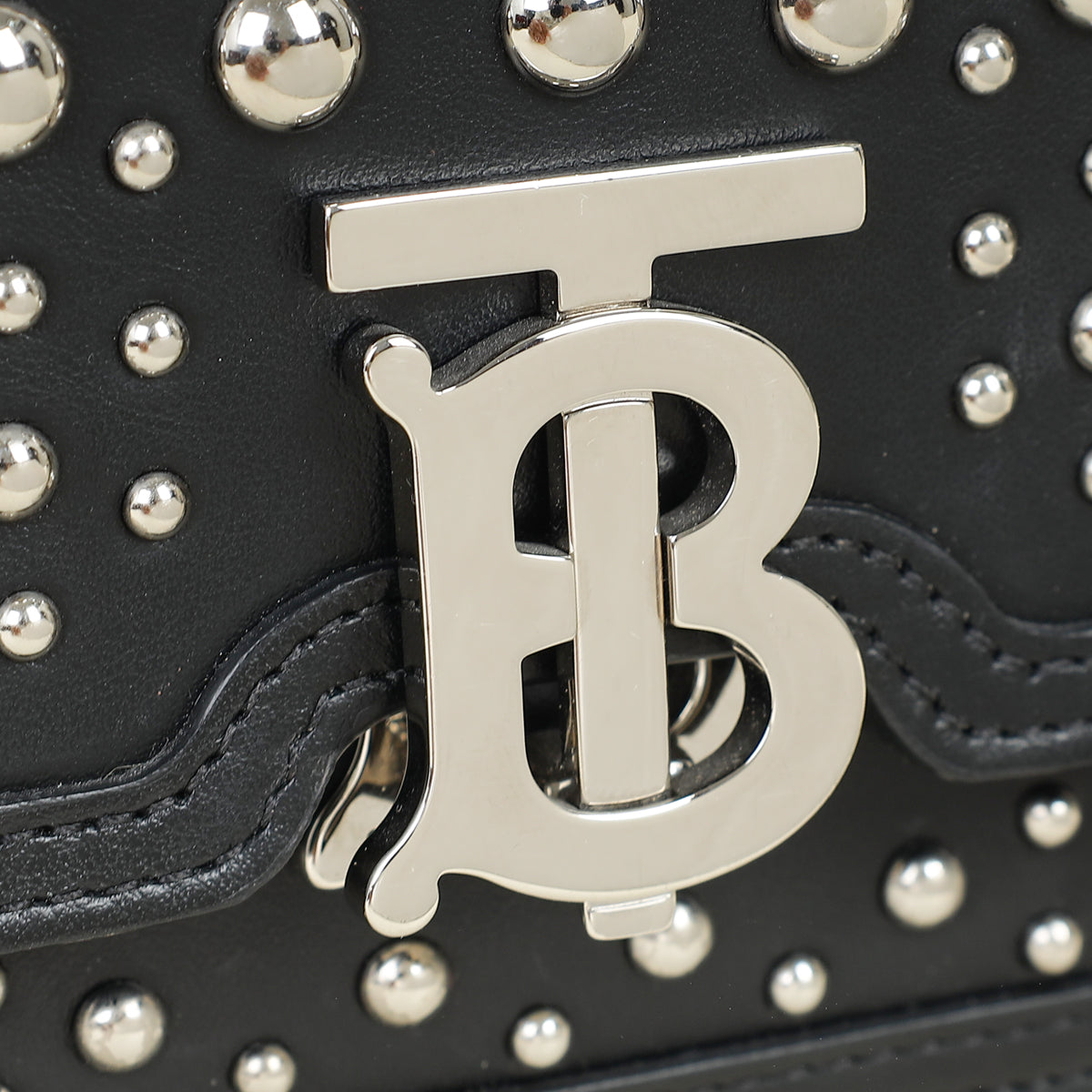 Burberry Black TB Logo Studded Mini Chain Bag