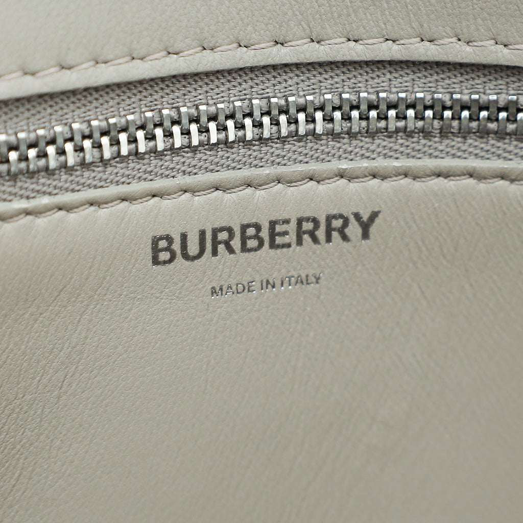 Burberry Silver TB Logo Croc Embossed Small Bag