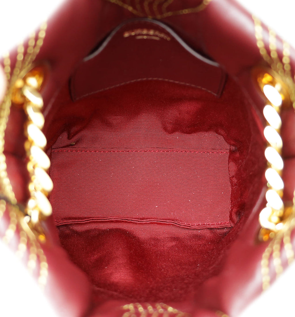 Burberry Burgundy Lola Mini Bucket Bag