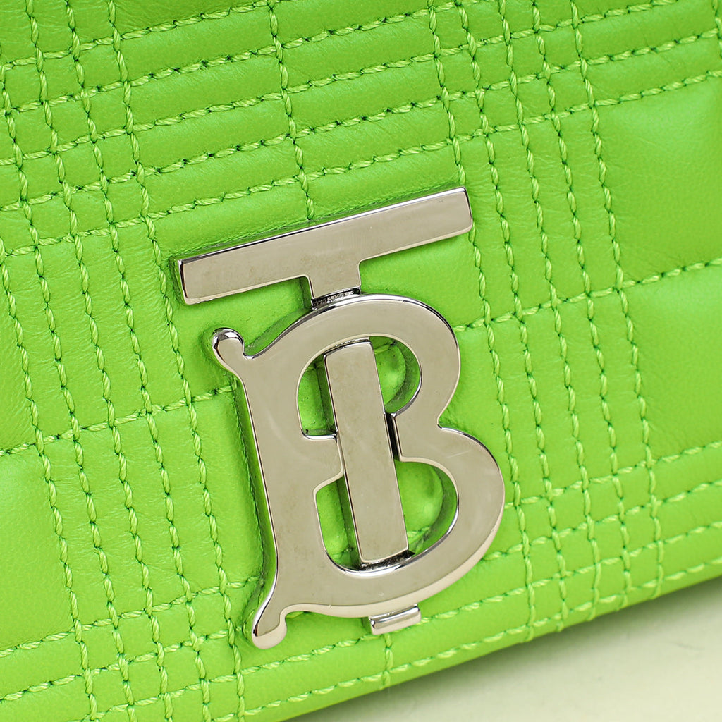 Burberry Brilliant Green Quilted Lola Small Flap Chain Bag
