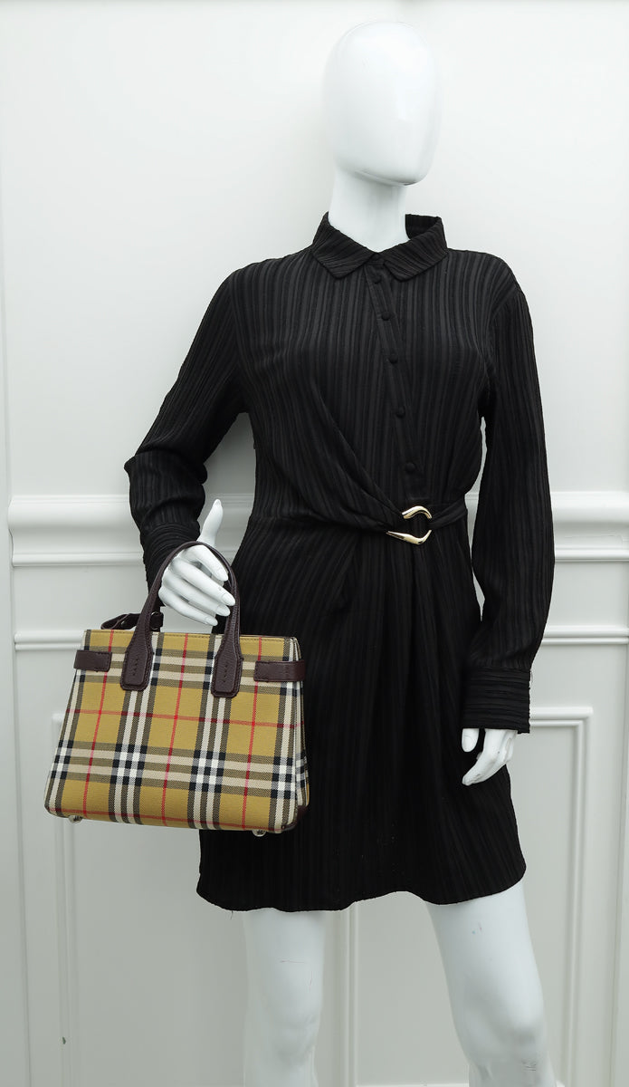 Burberry Bicolor Haymarket Banner Small Tote Bag