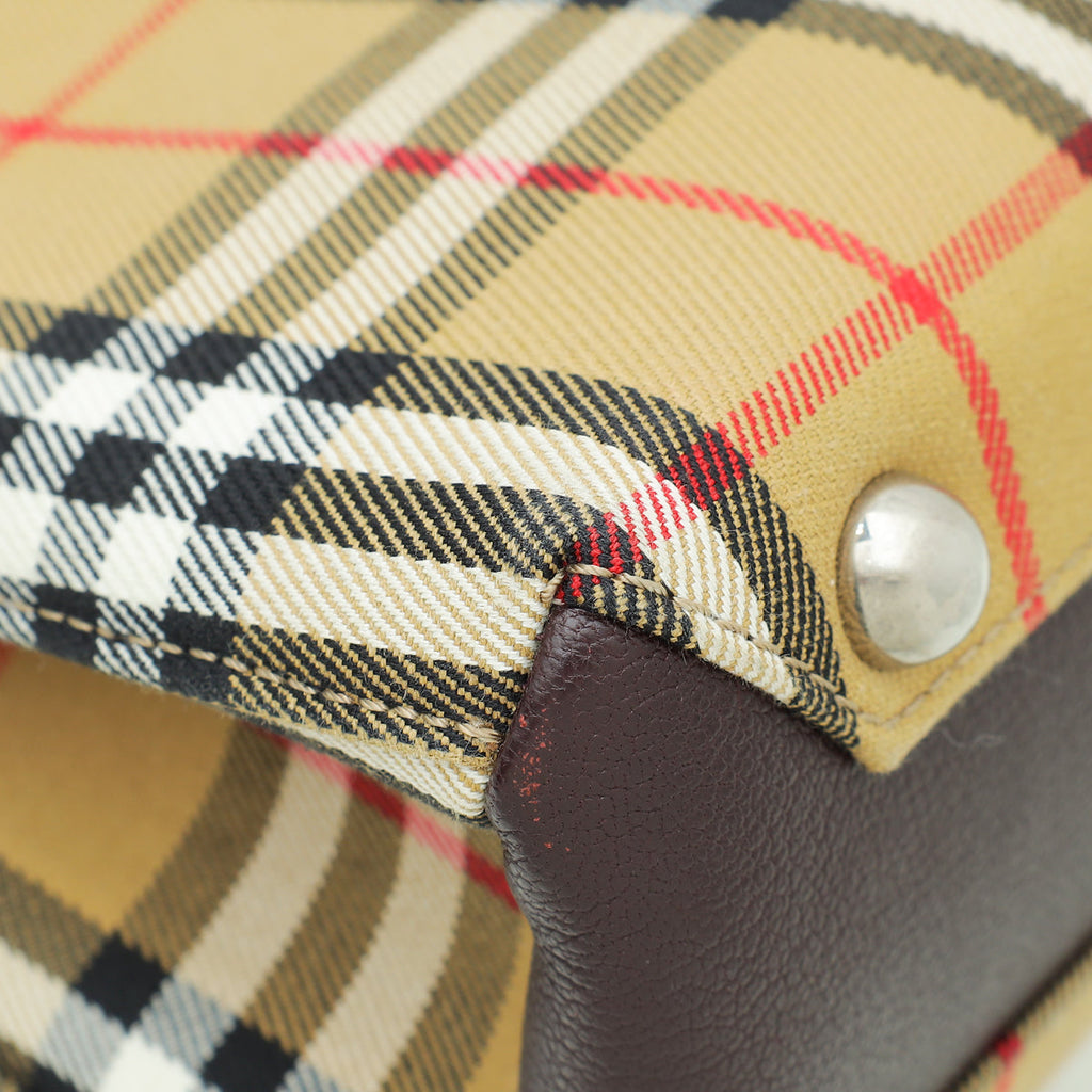 Burberry Bicolor Haymarket Banner Small Tote Bag
