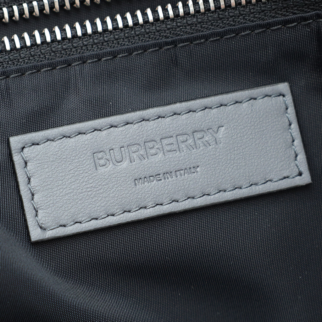 Burberry Dark Ash Gray Logo Horseferry Embossed Ormond Tote Bag