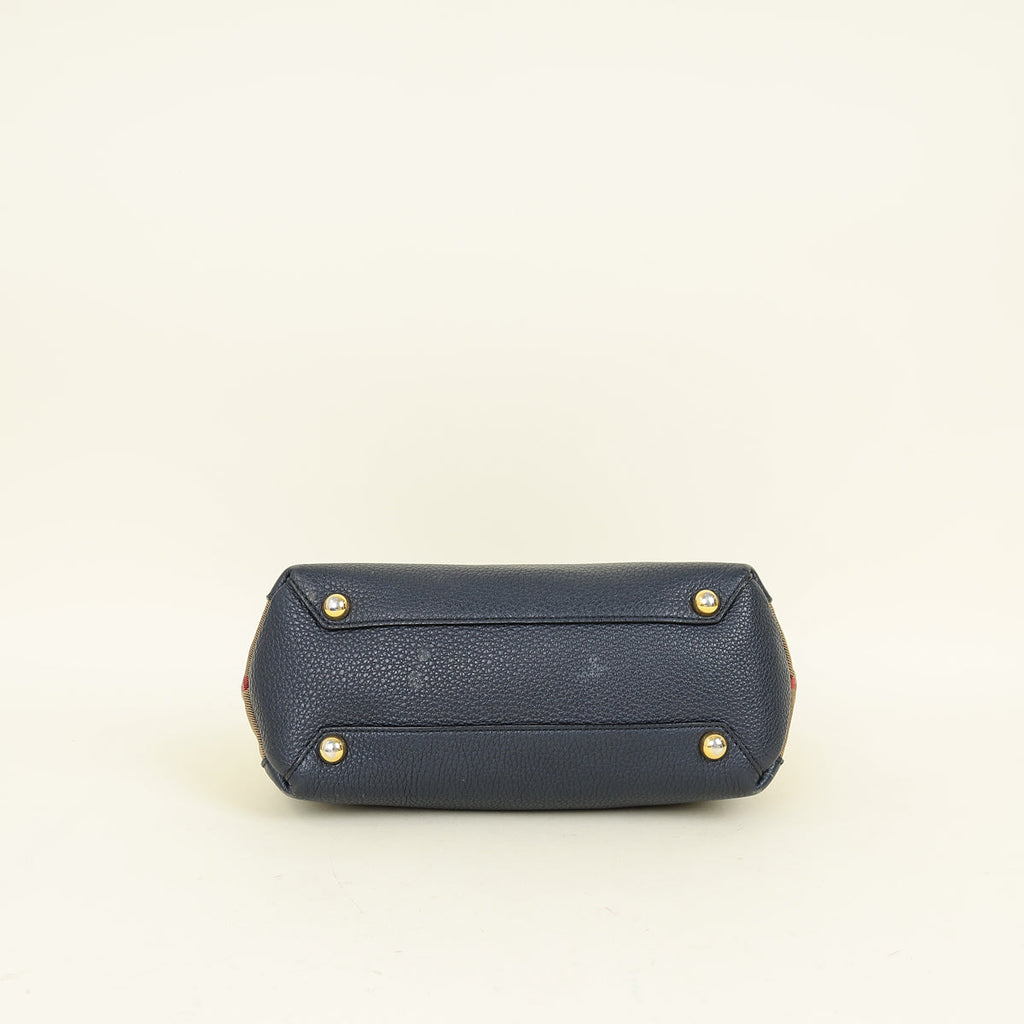 Burberry Navy Blue Small Banner Tote Bag