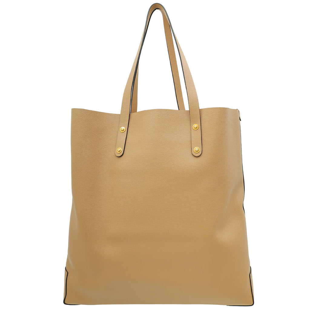 Burberry Light Camel Embossed Crest Large Tote Bag