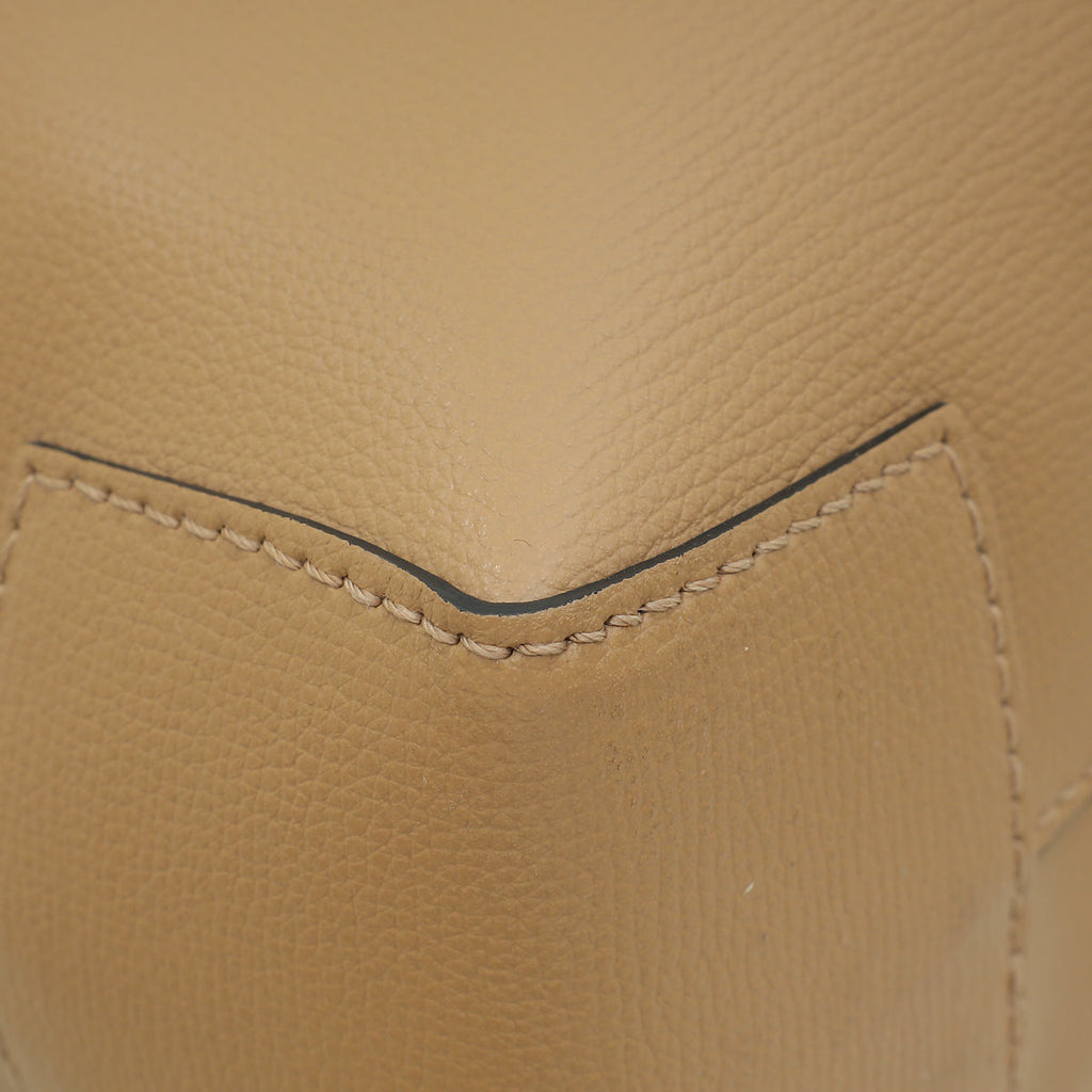 Burberry Light Camel Embossed Crest Large Tote Bag