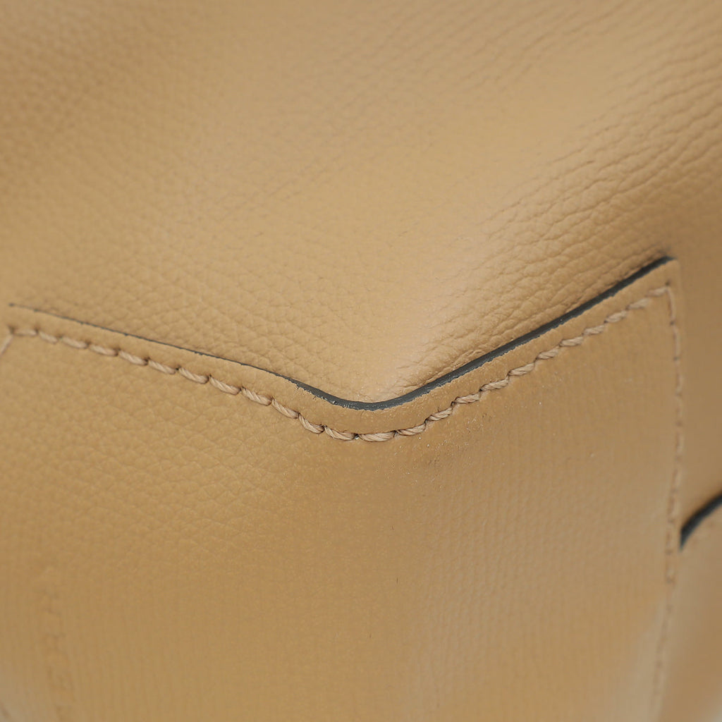 Burberry Light Camel Embossed Crest Large Tote Bag