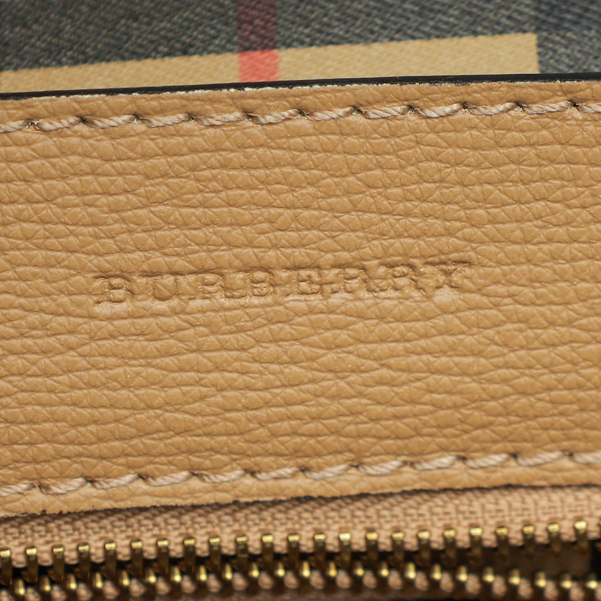 Burberry Light Camel Embossed Crest Large Tote Bag