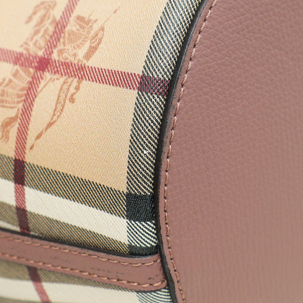 Burberry Bicolor Haymarket Check Lorne Small Bucket Bag