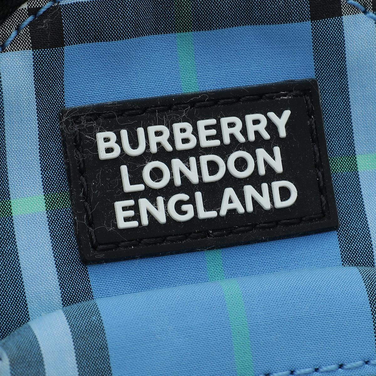 Burberry Azur Blue Vintage Check Mini Jett Backpack Key Charm