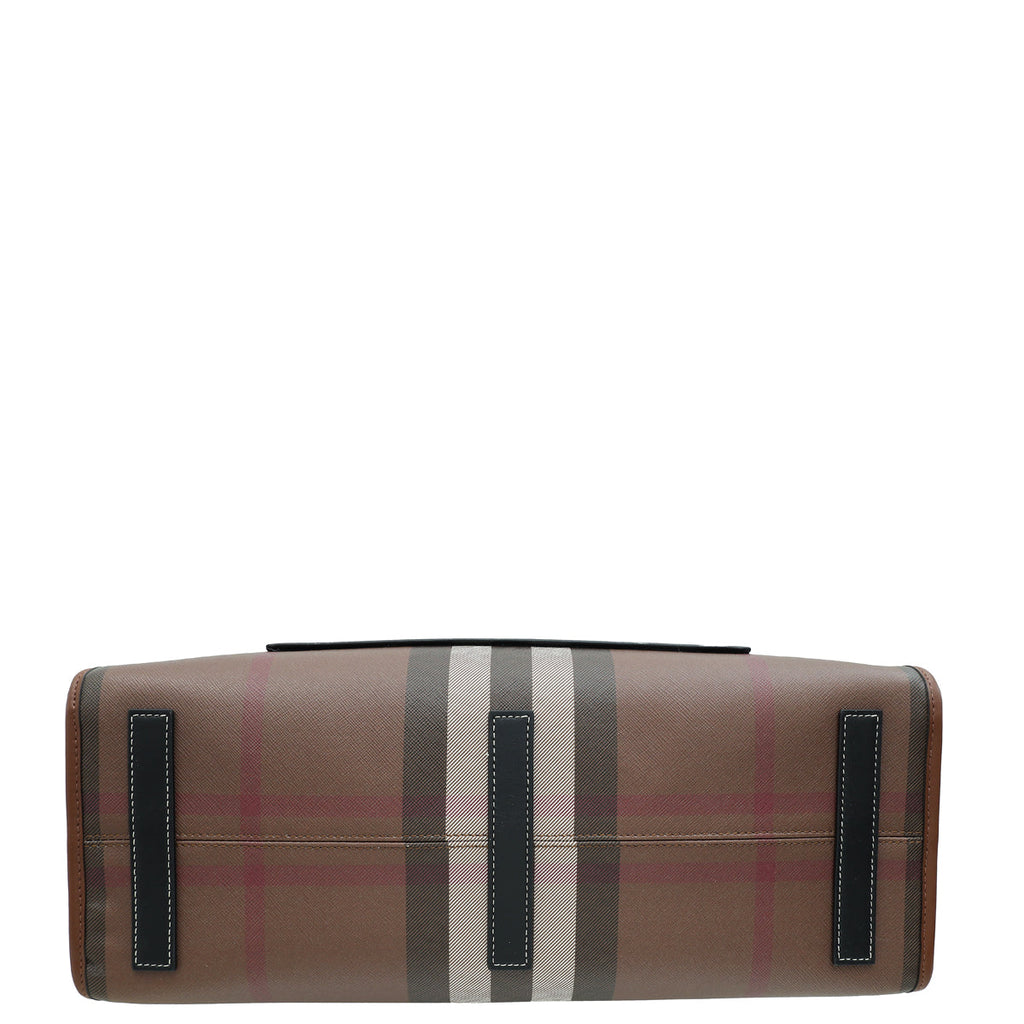 Burberry Dark Birch Brown Check Bio-based Medium Freya Tote Bag