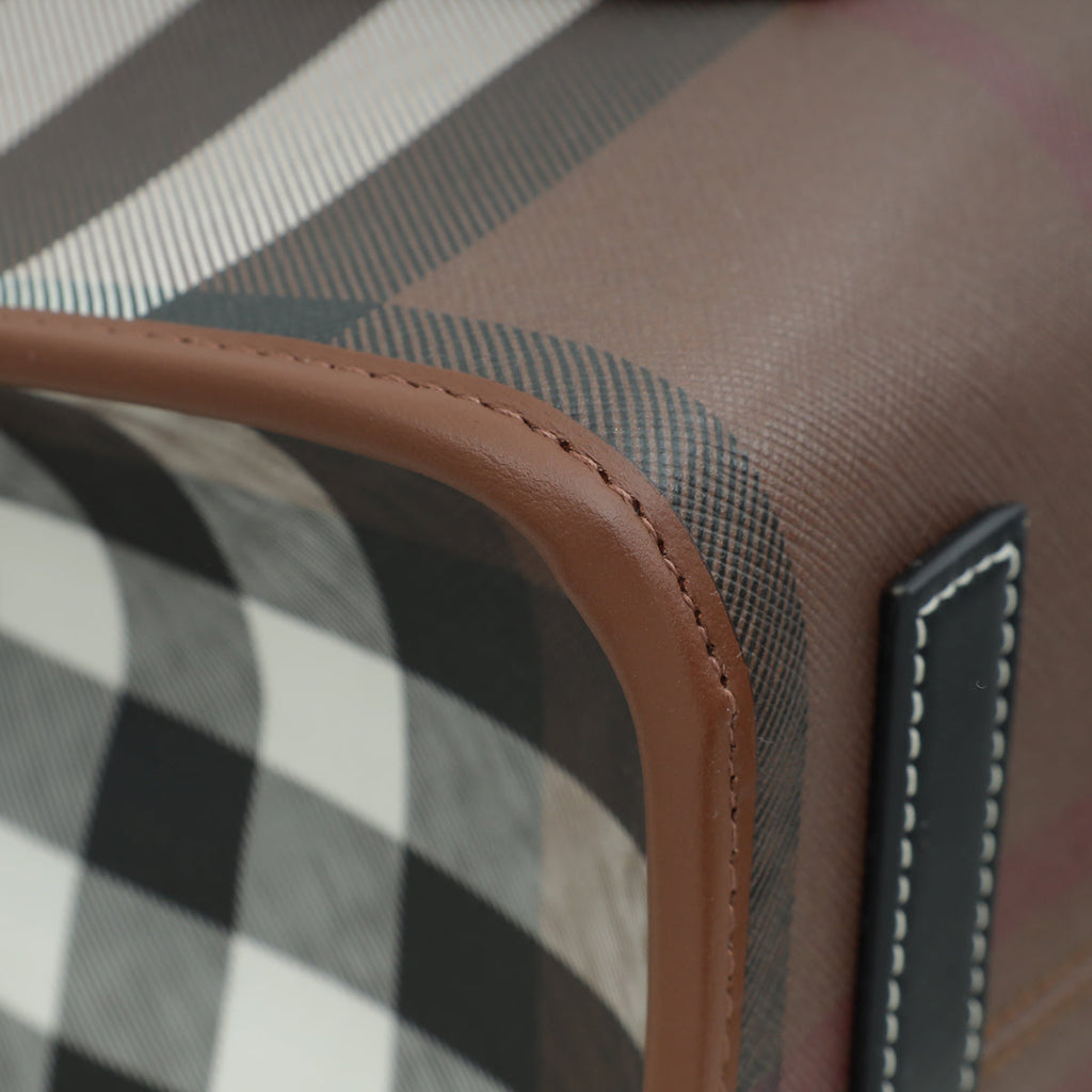Burberry Dark Birch Brown Check Bio-based Medium Freya Tote Bag