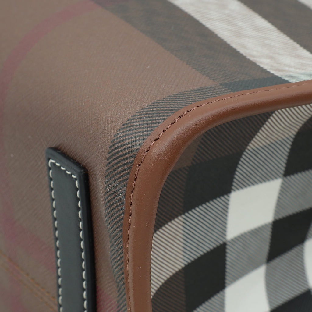 Burberry Dark Birch Brown Check Bio-based Medium Freya Tote Bag