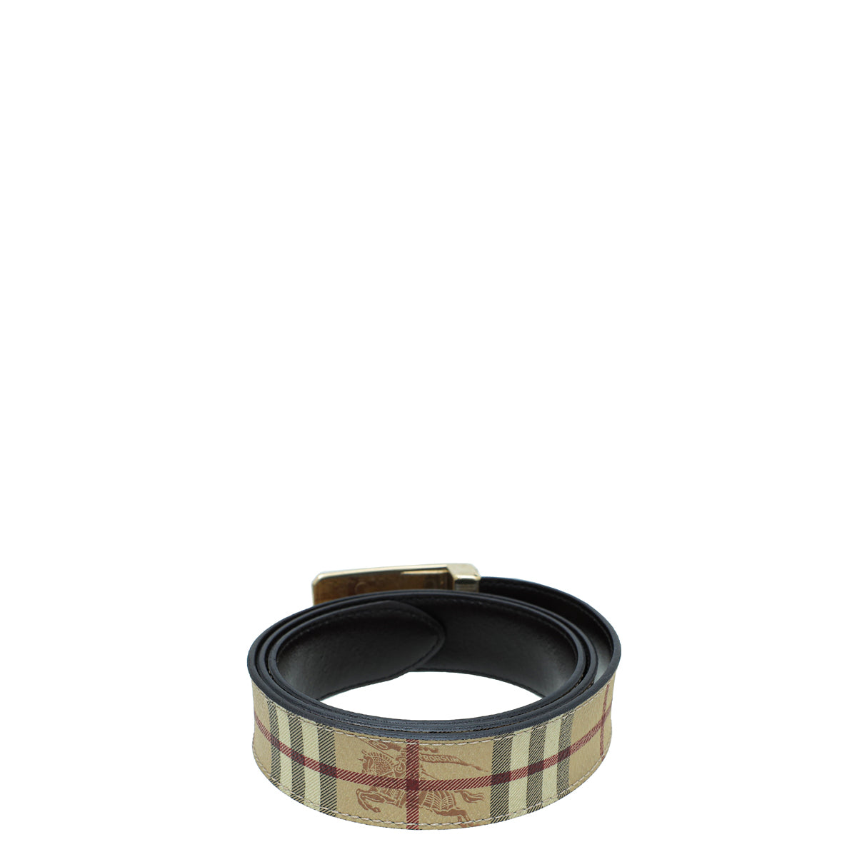 Burberry Bicolor Haymarket Check Buckle Belt 40