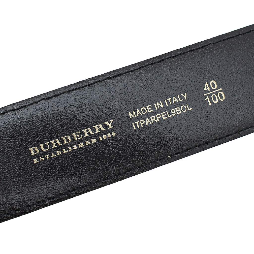 Burberry Bicolor Haymarket Check Buckle Belt 40