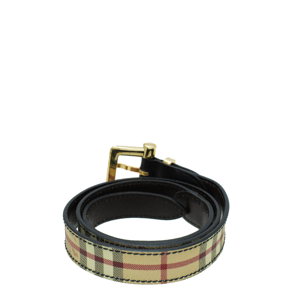 Burberry Bicolor House Check Buckle Belt 32