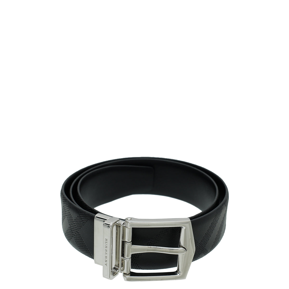 Burberry Black Embossed Check Buckle Belt 32