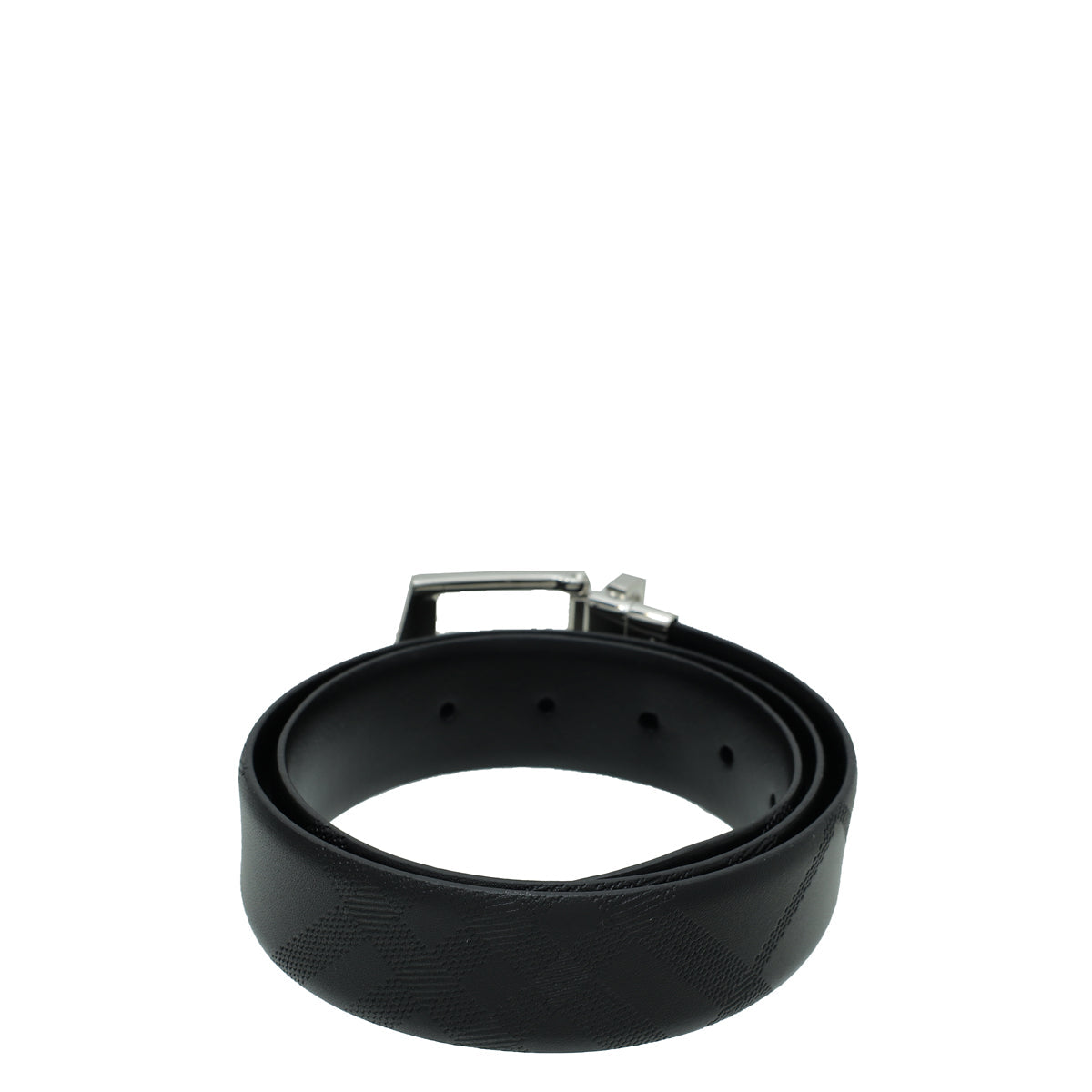 Burberry Black Embossed Check Buckle Belt 32