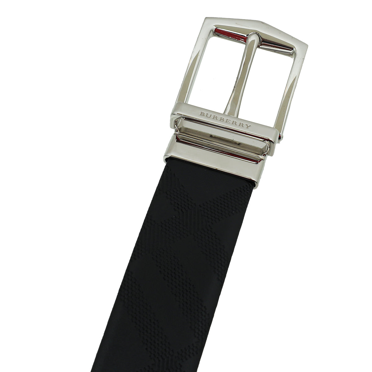 Burberry Black Embossed Check Buckle Belt 32