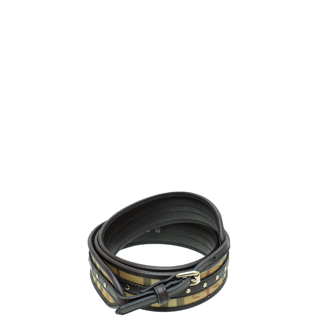 Burberry Bicolor Haymarket Studded Waist Belt 44