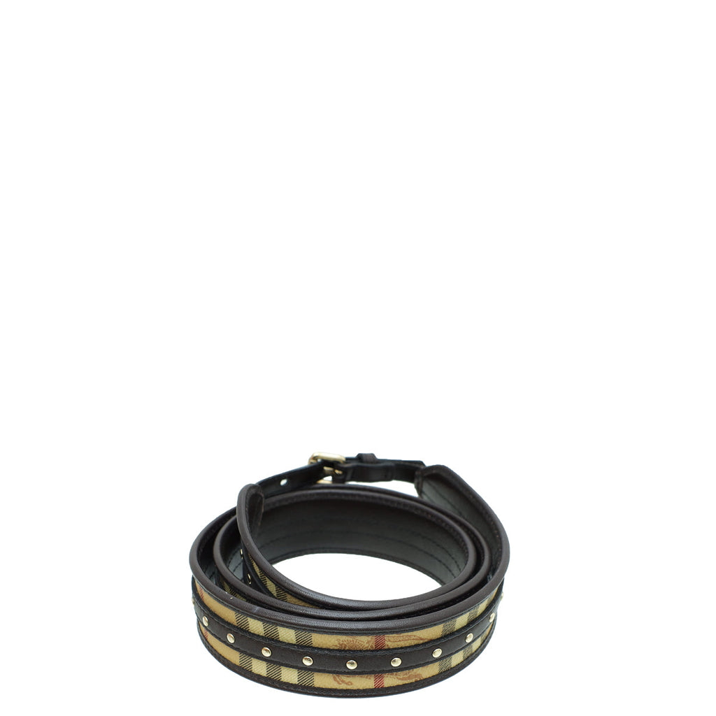 Burberry Bicolor Haymarket Studded Waist Belt 44