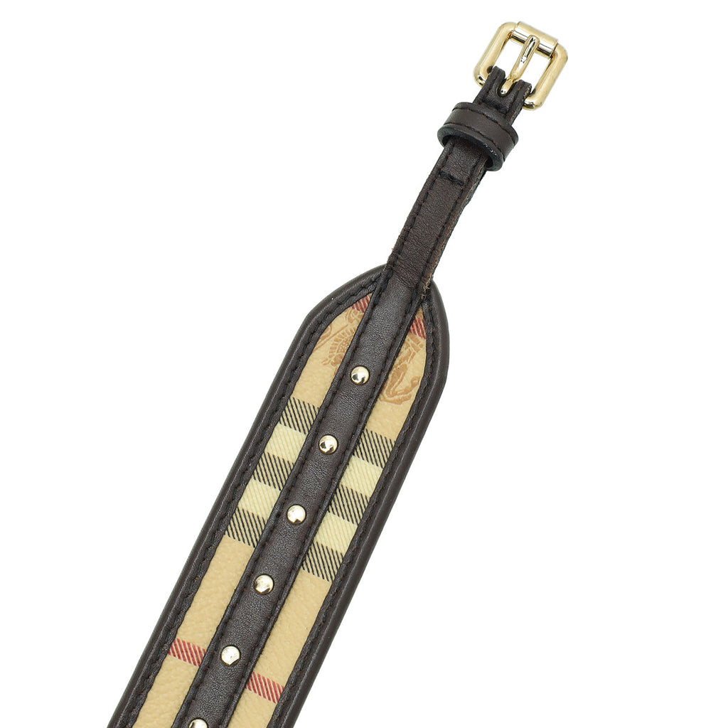 Burberry Bicolor Haymarket Studded Waist Belt 44