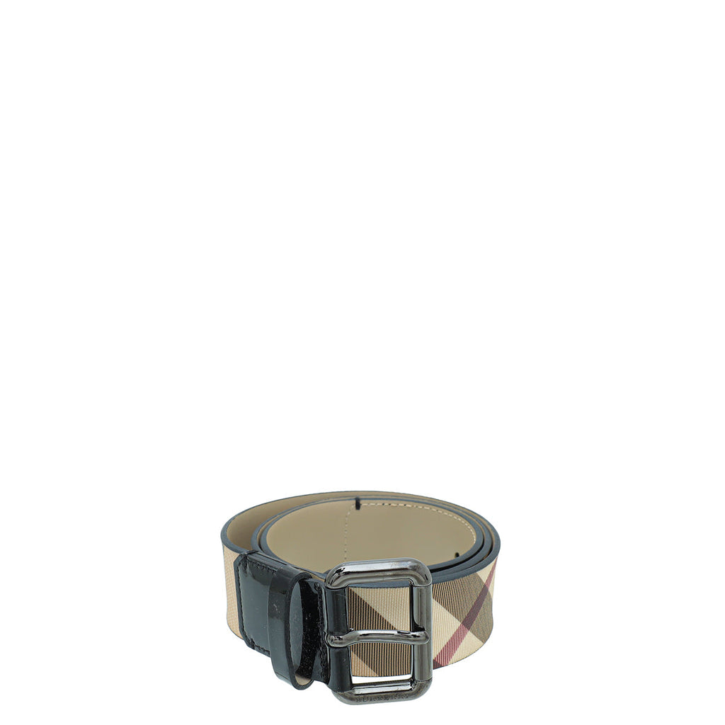 Burberry Bicolor Haymarket 40mm Belt 34