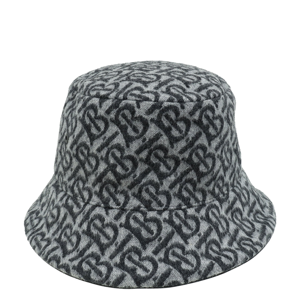 Burberry Grey Monogram Wool Large Bucket Hat