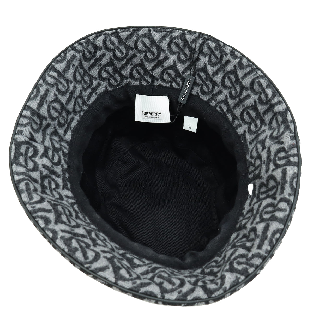 Burberry Grey Monogram Wool Large Bucket Hat