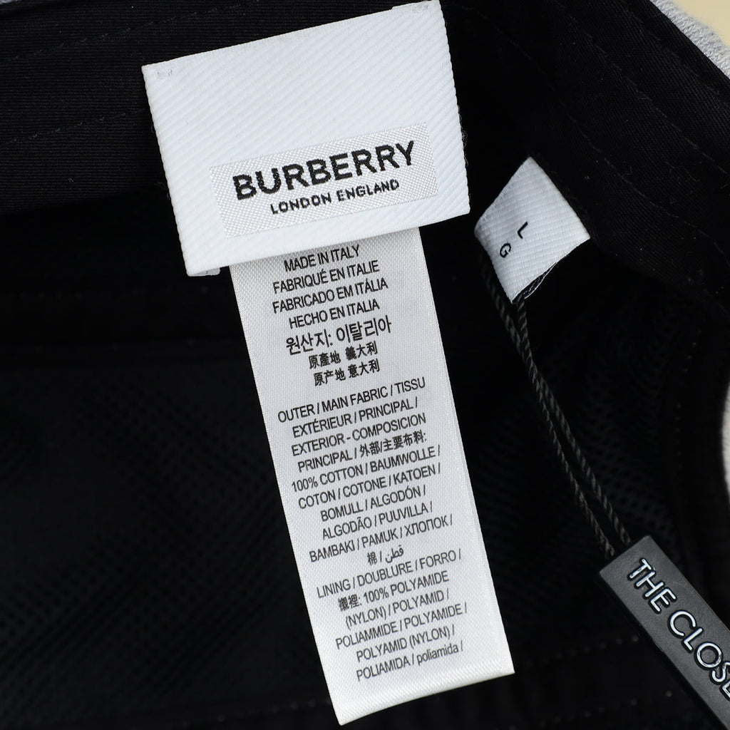 Burberry Light Grey Logo Applique Cotton Bucket Hat