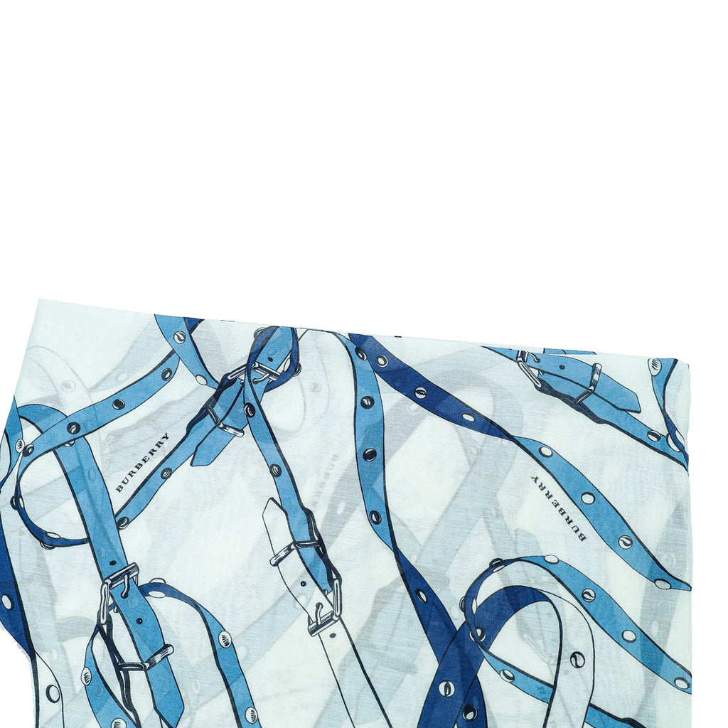 Burberry Bicolor Strap Print Fringe Scarf