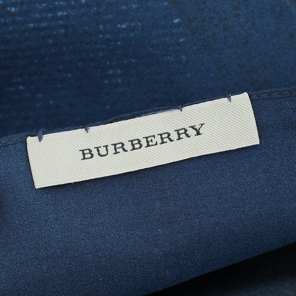Burberry Blue Check Print Fringe Scarf