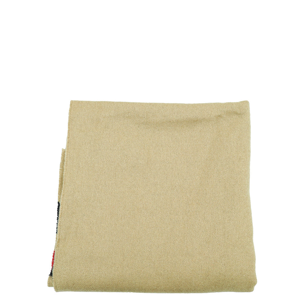 Burberry Beige Check Logo Cashmere Scarf