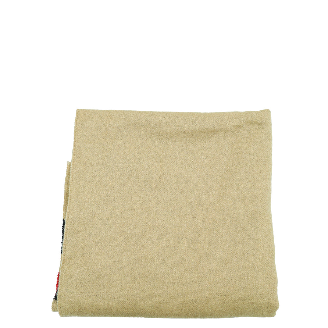 Burberry Beige Check Logo Cashmere Scarf
