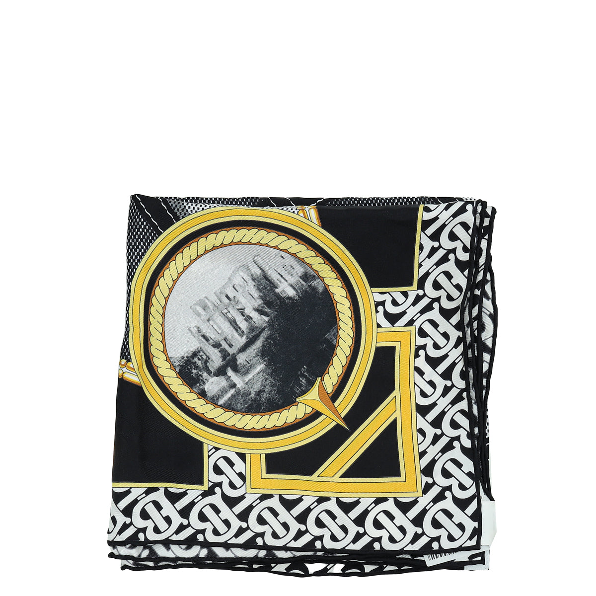 Burberry Tricolor Deer Print Square Silk Scarf