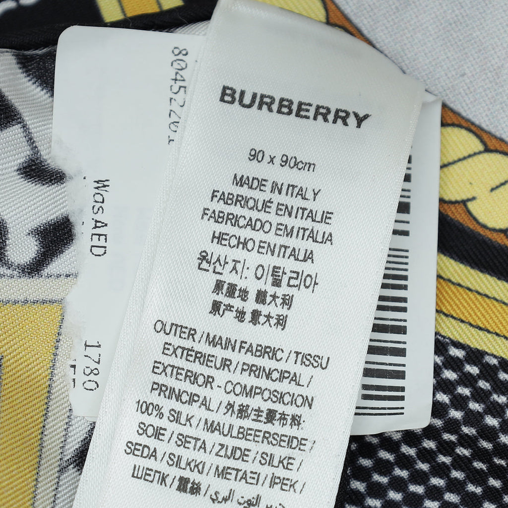 Burberry Tricolor Deer Print Square Silk Scarf