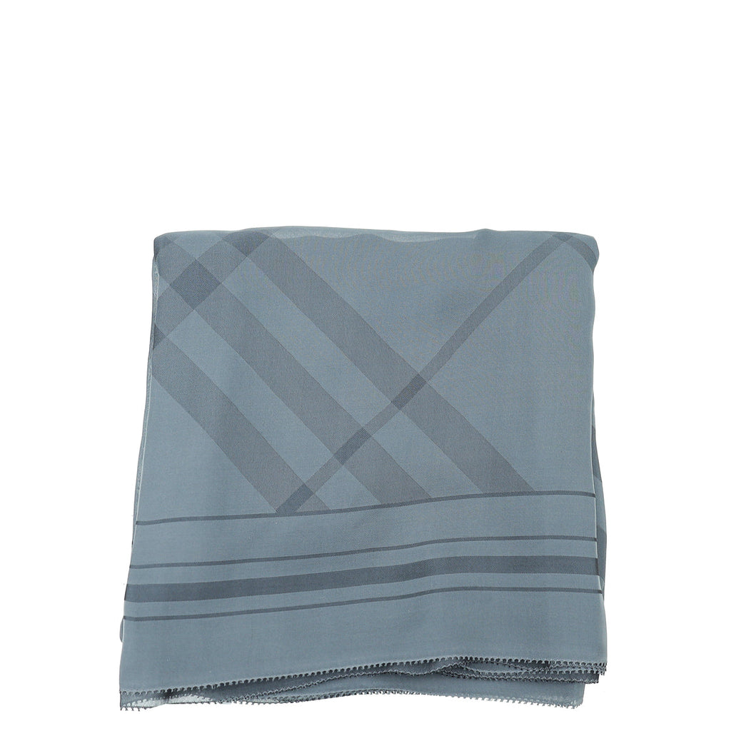 Burberry Dark Gray Giant Check Chiffon Scarf