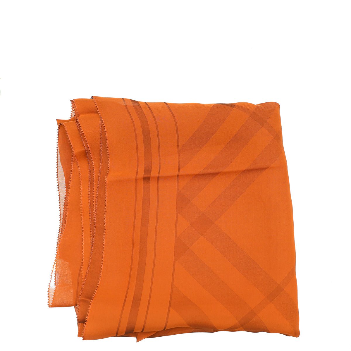 Burberry Burnt Orange Giant Check Chiffon Scarf