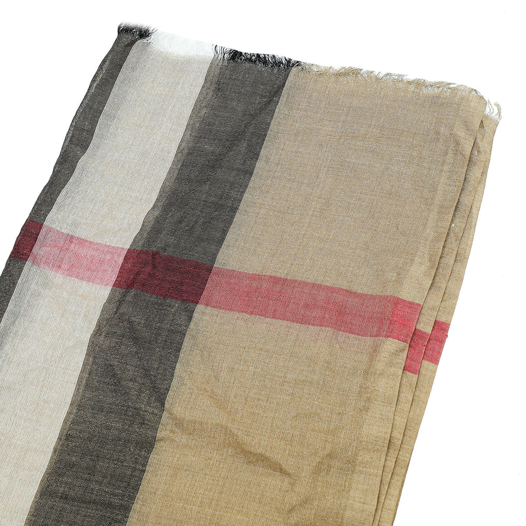 Burberry Brown Multicolor House Check Gauze Scarf