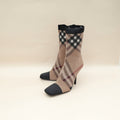 Burberry Bicolor Knit Check Dolman Sock Boots 39