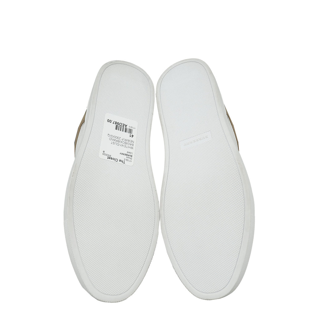 Burberry White Reeth Check Low Sneaker 41