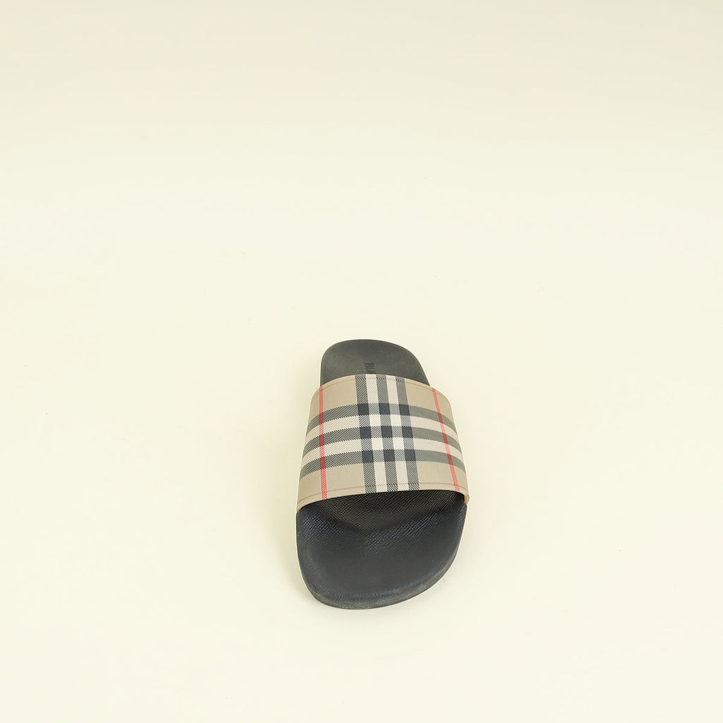 Burberry Archive Beige Vintage Check Furley Slides 44