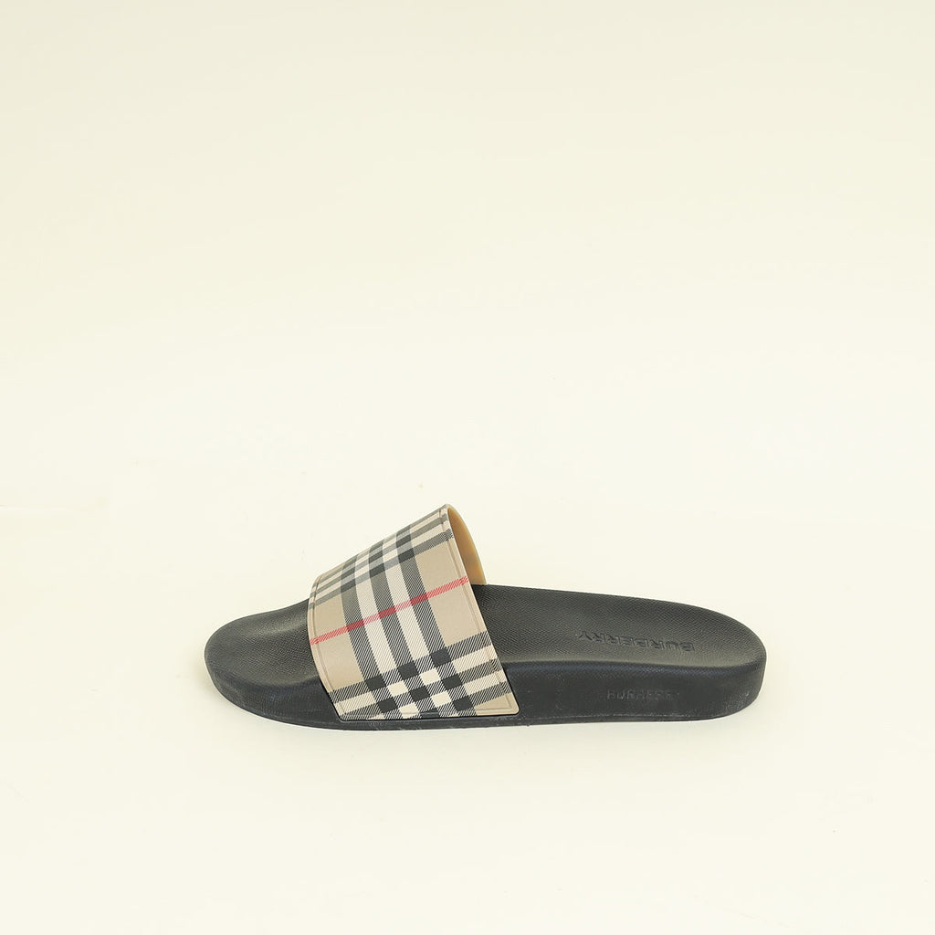 Burberry Archive Beige Vintage Check Furley Slides 44
