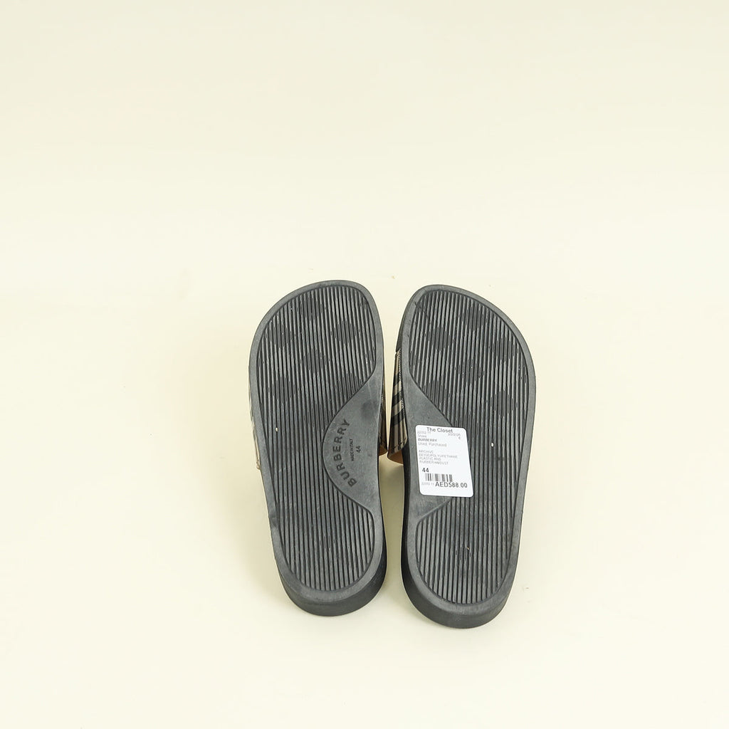 Burberry Archive Beige Vintage Check Furley Slides 44