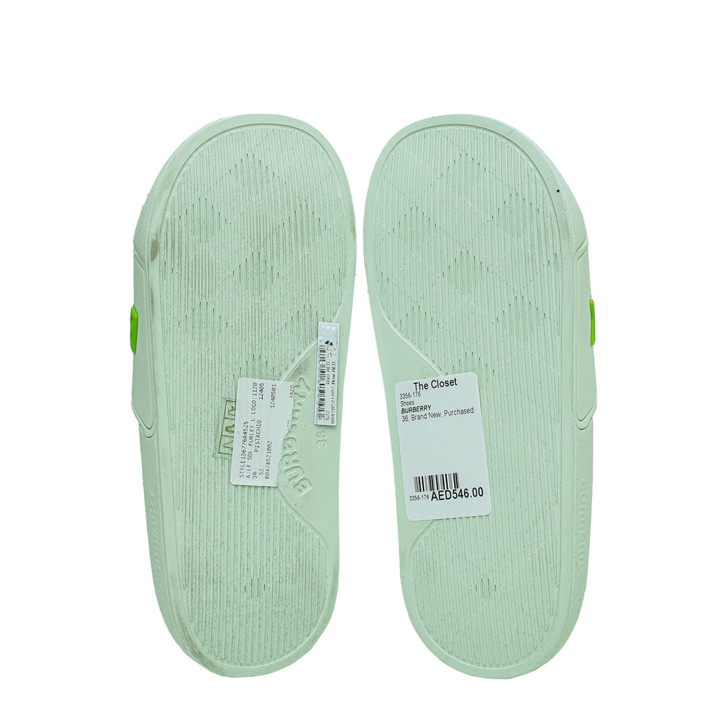 Burberry Pistachio Logo Slide Pool Sandal 36