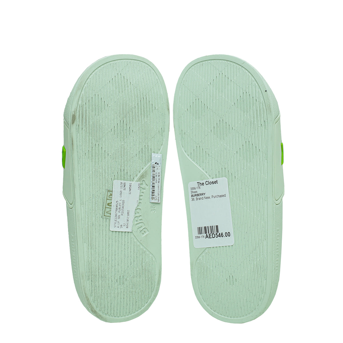 Burberry Pistachio Logo Slide Pool Sandal 36